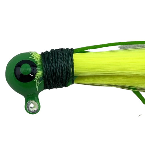Paps Hair Jig 5 Pack  Green Head Yellow Tail - Image 2