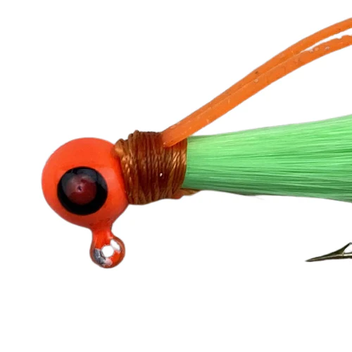 Paps Hair Jig 5 Pack Orange Head Green Tail - Image 2