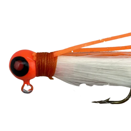 Paps Hair Jig 5 Pack Orange Head White Tail - Image 2