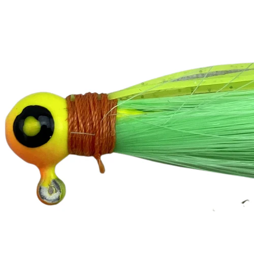 Paps Hair Jig 5 Pack Orange Yellow Head Green Tail - Image 2