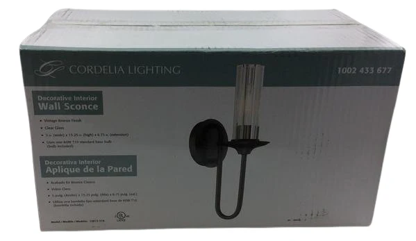 Cordelia Lighting Vintage Bronze Wall Sconce Light Damaged Box - Image 2