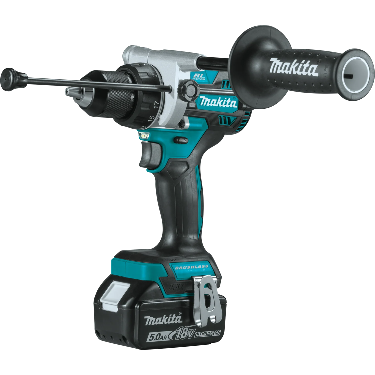Makita 18 Volt LXT Lithium‑Ion Brushless Cordless 1/2 Inch Hammer Driver‑Drill Kit 5.0Ah Factory Serviced - Image 4