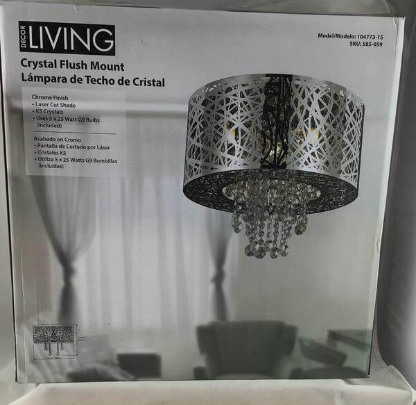 5-Light Chrome Flush Mount Damaged Box - Image 2