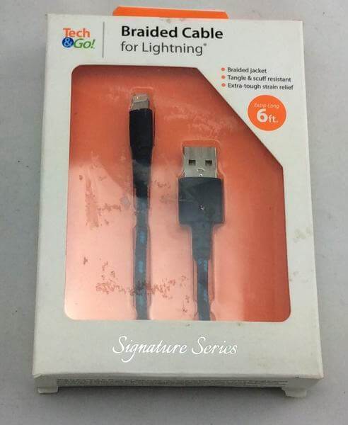 6 ft Braided Cable Blue and Black for Lightning Damaged Box - Image 2