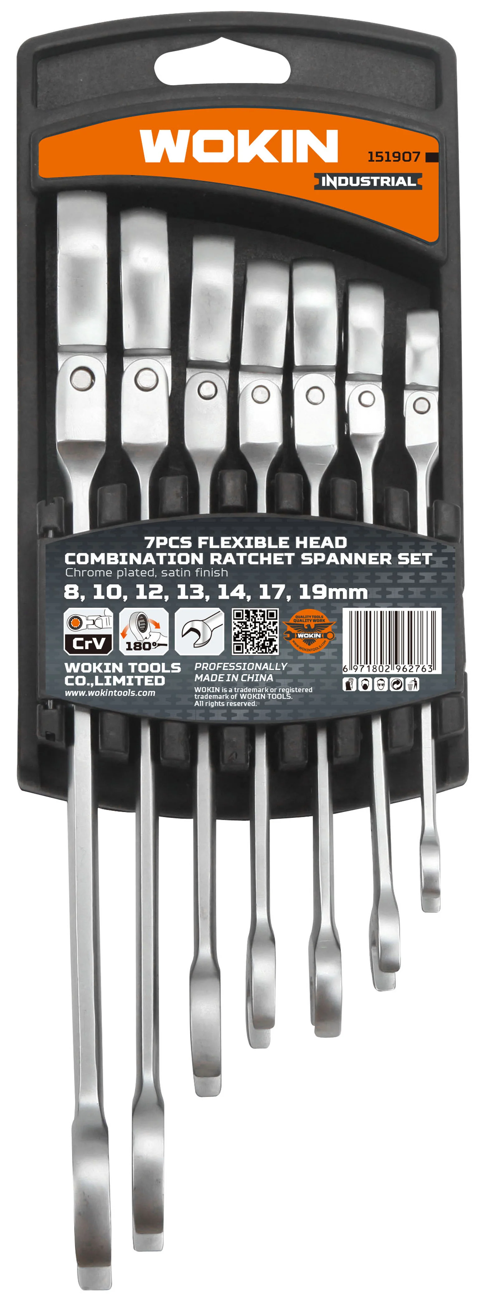 Wokin 7 Pieces Flex-Head Ratcheting Wrench Set