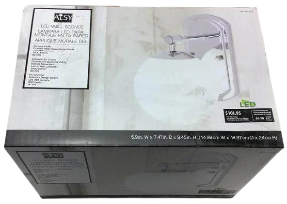 ALSY Lighting LED Wall Sconce Chrome with Glass Globe Shade Damaged Box - Image 2