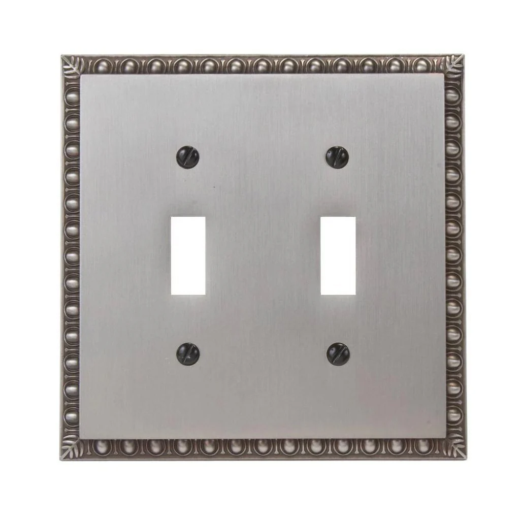 Amerelle Renaissance 2 Toggle Wall Plate  Antique Nickel Damaged Box