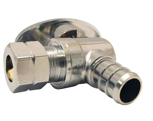 Apollo 1/2 in Chrome Plated Brass PEX Barb x 3/8 inch Compression Quarter Turn Angle Stop Valve - Image 2