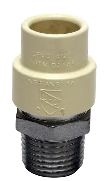 Apollo 1/2 inch x 1/2 inch CPVC CTS Slip Stainless Steel MPT Adapter - Image 2