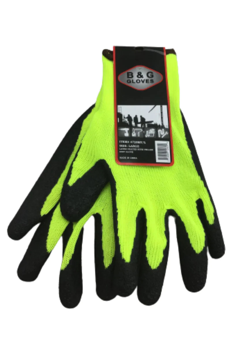 B&G Yellow Neon And Black Knit Work Gloves - Image 2