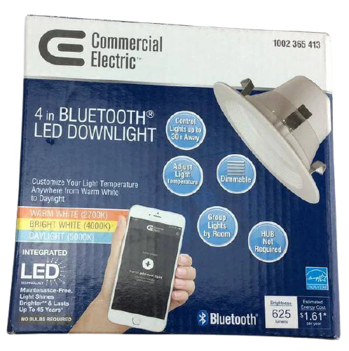 Commercial Electric Bluetooth 4 inch 2700K 5000K White Dimmable LED Recessed Trim with Color Temperature Tunable Feature Damaged Box - Image 2