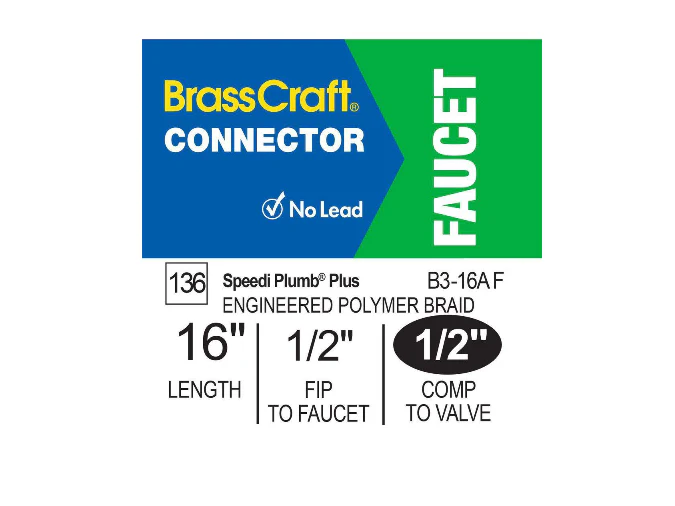 BrassCraft 1/2 in. Compression x 1/2 in. FIP x 16 in. Braided Polymer Faucet Supply Line - Image 4
