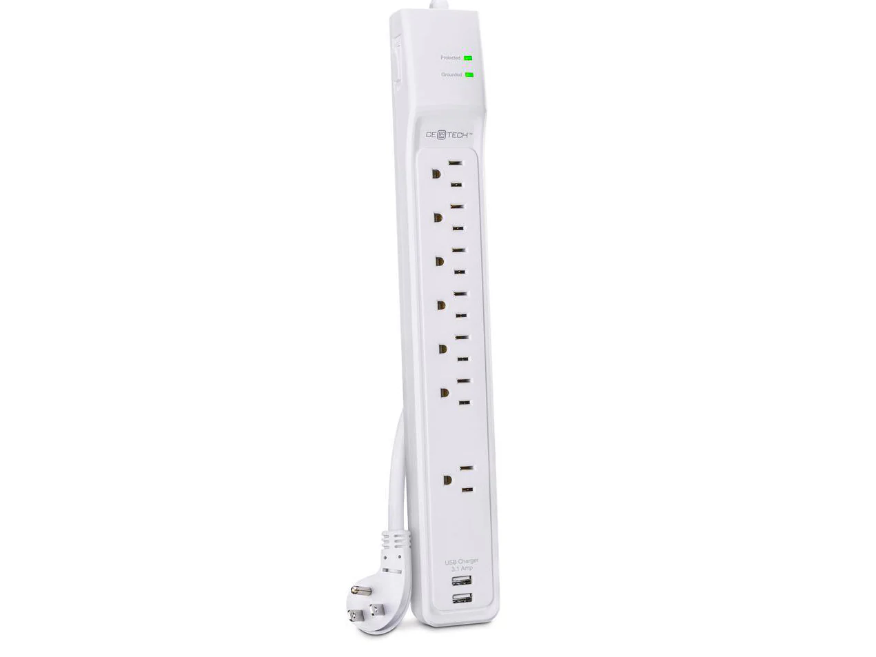 Commercial Electric TECH 6 ft. 7-Outlet Surge Protector with USB, White Damaged Box - Image 3