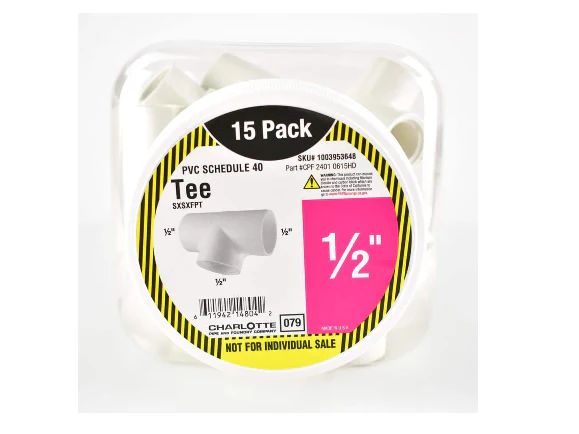 Charlotte Pipe 1/2 in. PVC Tee S x S x FPT Pro Pack (15-Pack) DAMAGD BOX - Image 2
