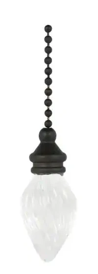 Commercial Electric 12 inch Bronze and Clear Flame Decorative Glass Pull Chain for Ceiling Fans and Lamps Damaged Box