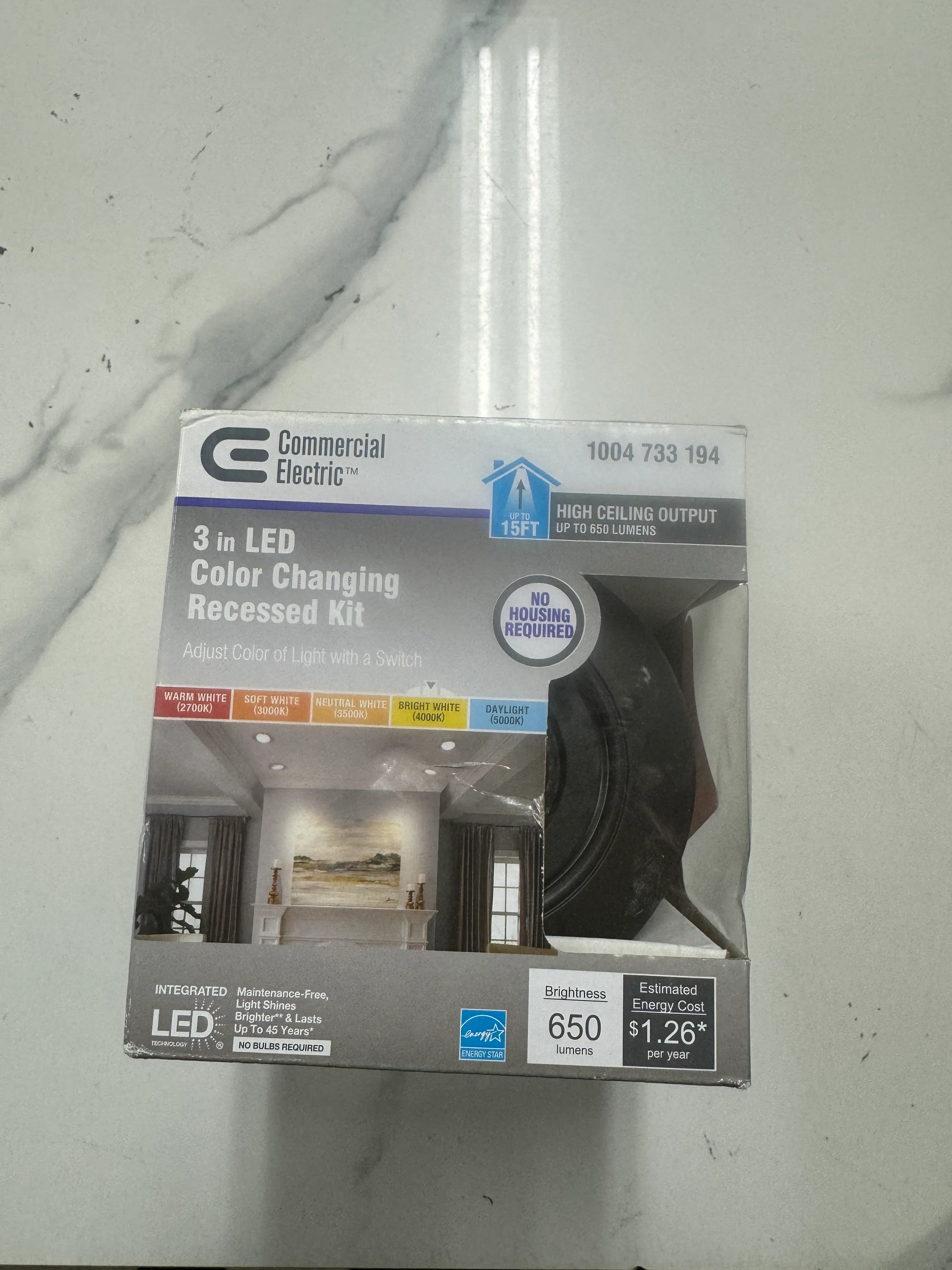 Commercial Electric 3 Inch LED Color Changing Recessed Kit Dark Bronze Damaged Box