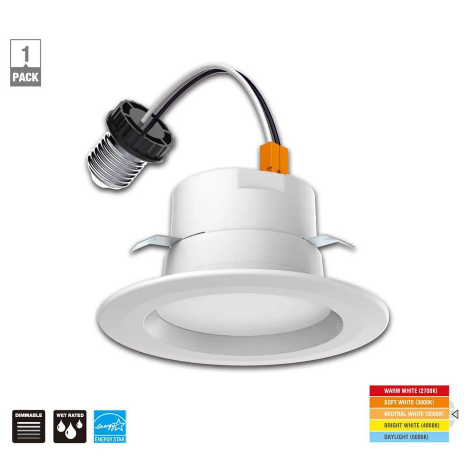 Commercial Electric 4 in. New Construction or Remodel White Dimmable LED Recessed Trim with Adjustable Color Changing Technology Damaged Box - Image 2