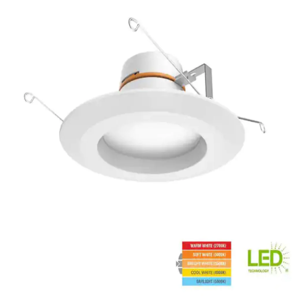 Commercial Electric 5/6 in. New Construction or Remodel Matte White Dimmable LED Recessed Trim with Adjustable Color Changing Technology - Damaged Box - Image 9