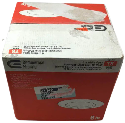 Commercial Electric 6 inch R40 White Recessed Open Trim Damaged Box - Image 2