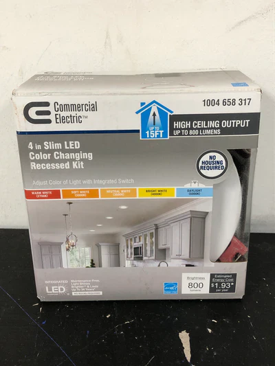 Commerical Electric 4 Inch White Slim LED Color Changing Recessed Kit Damaged Box - Image 2