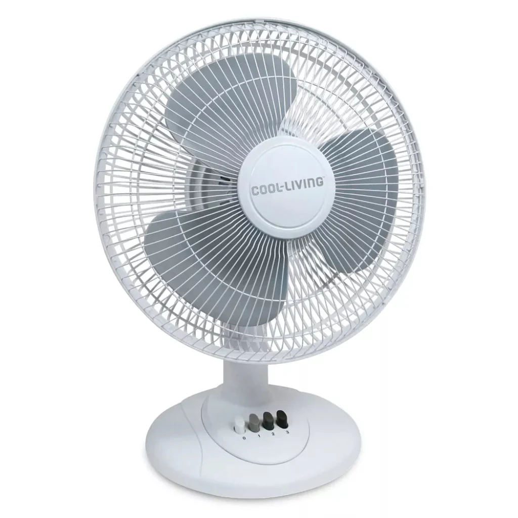 Cool Living 3 Speed Oscillating 12 Inch White Table Fan