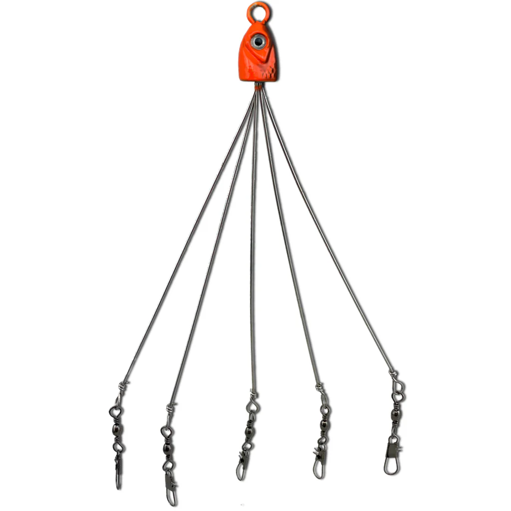 Paps Umbrella Fishing Rig 2 Pack 5 Hook Orange