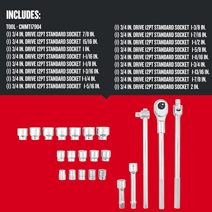CRAFTSMAN 22-Piece Standard (SAE) and Metric Polished Chrome Mechanics Tool Set - Image 3