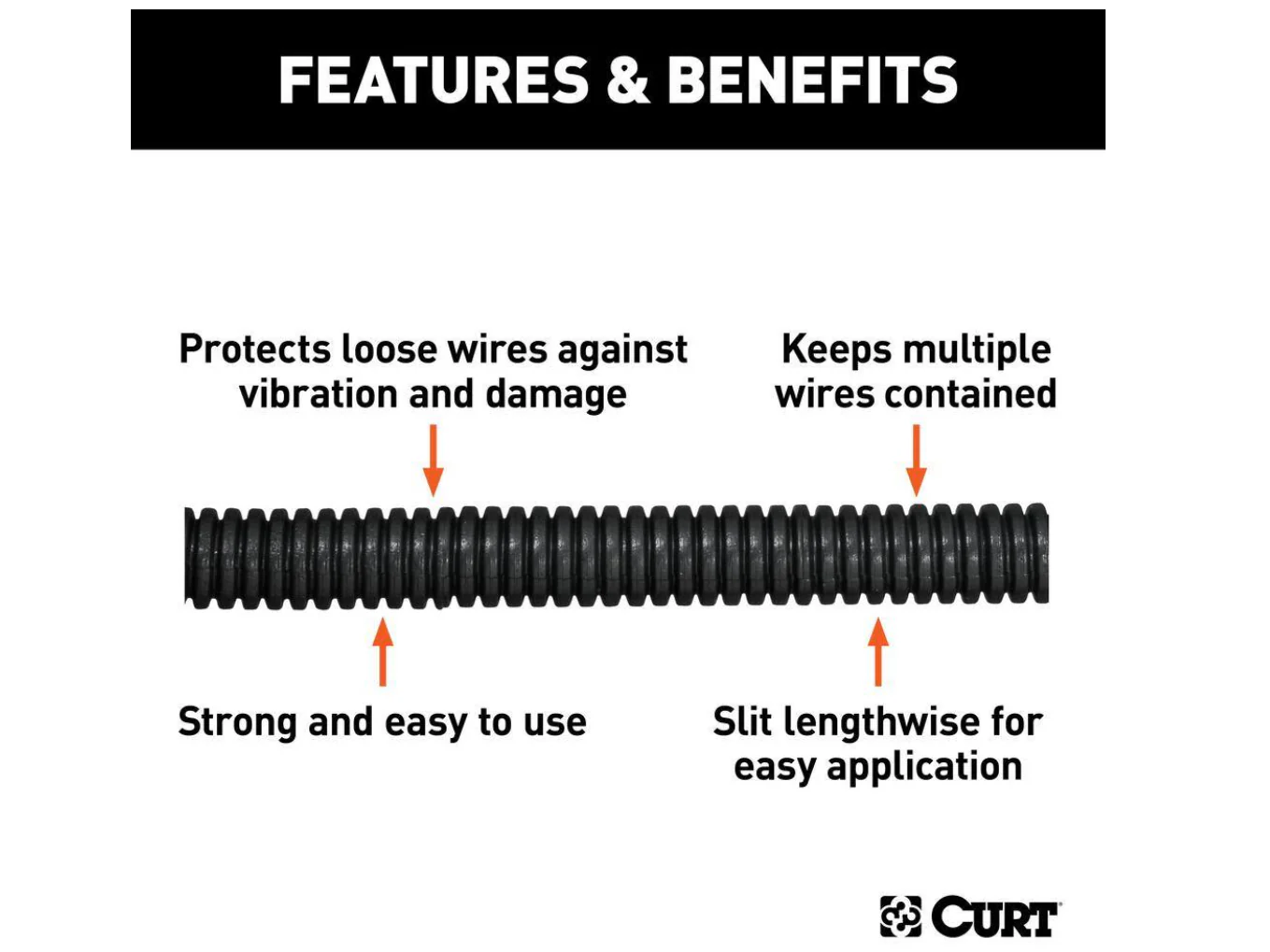 CURT 3/8" Convoluted Slit Loom Tubing (Packaged) - Image 3