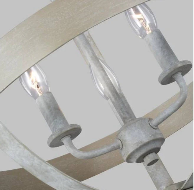Davlin 3-Light Distressed White Wood Farmhouse Candlestick Empire Chandelier Damaged Box - Image 2