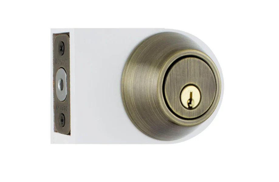 Defiant Single Cylinder Antique Brass Deadbolt - Image 3