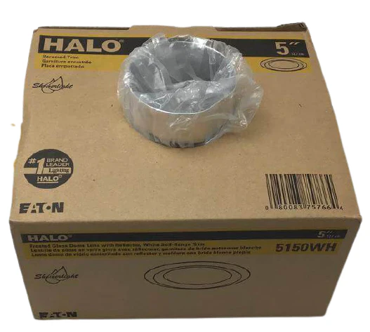Halo E26 Series 5 inch White Recessed Ceiling Light Self Flanged Shower Trim with Frosted Glass Lens Damaged Box - Image 2