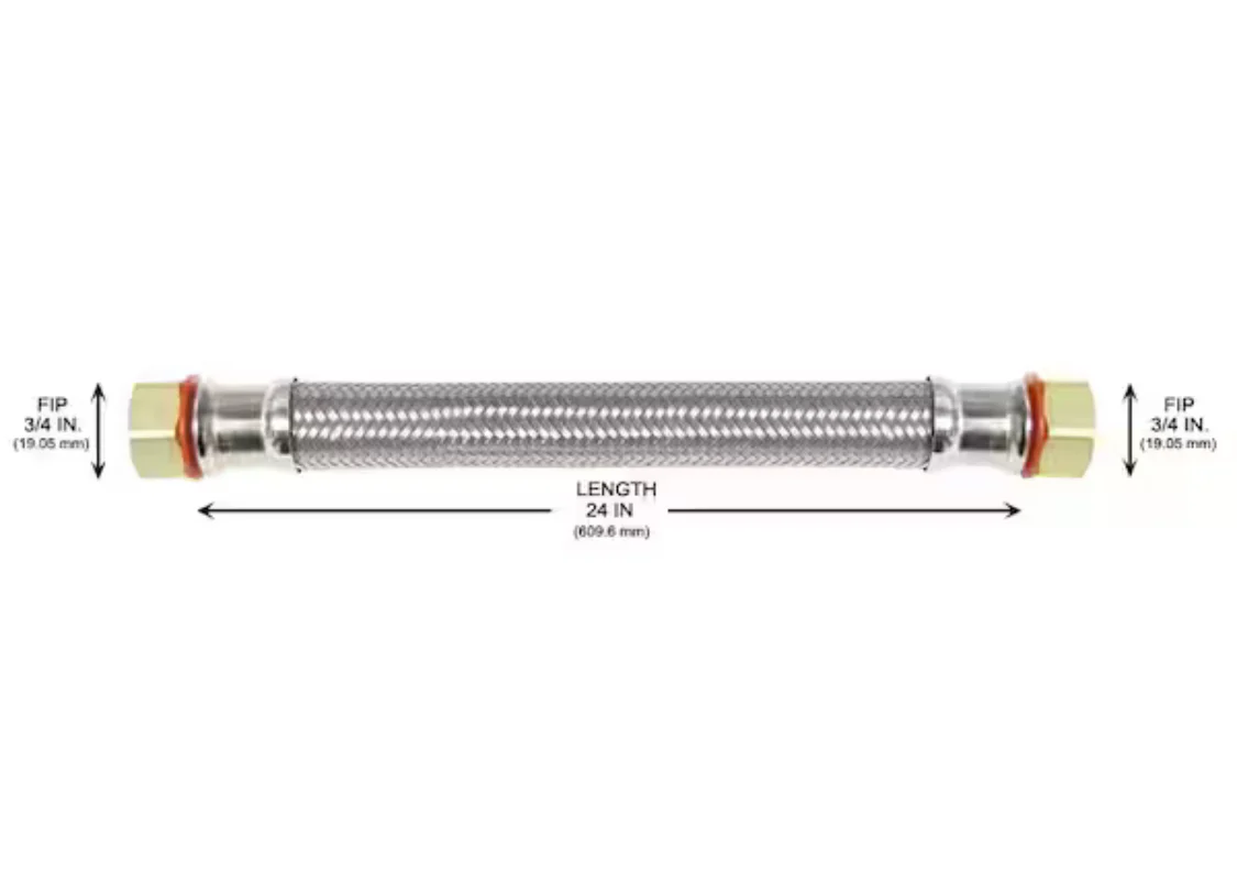 Everbilt 3/4 in. FIP x 3/4 in. FIP x 24 in. Stainless Steel Water Heater Supply Line
