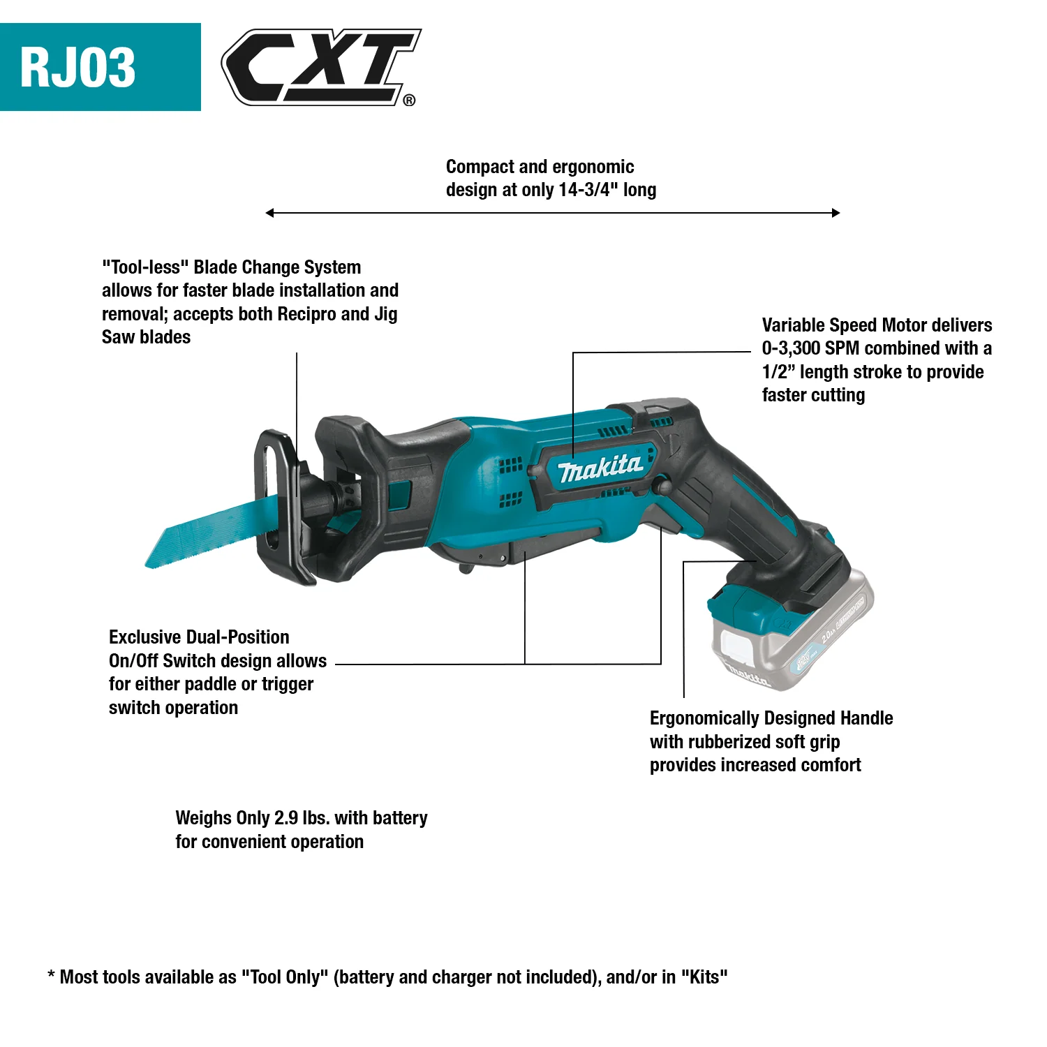 Makita 12volt Max Cut Lithium ion Cordless Reciprocating Saw Kit Factory Serviced - Image 6