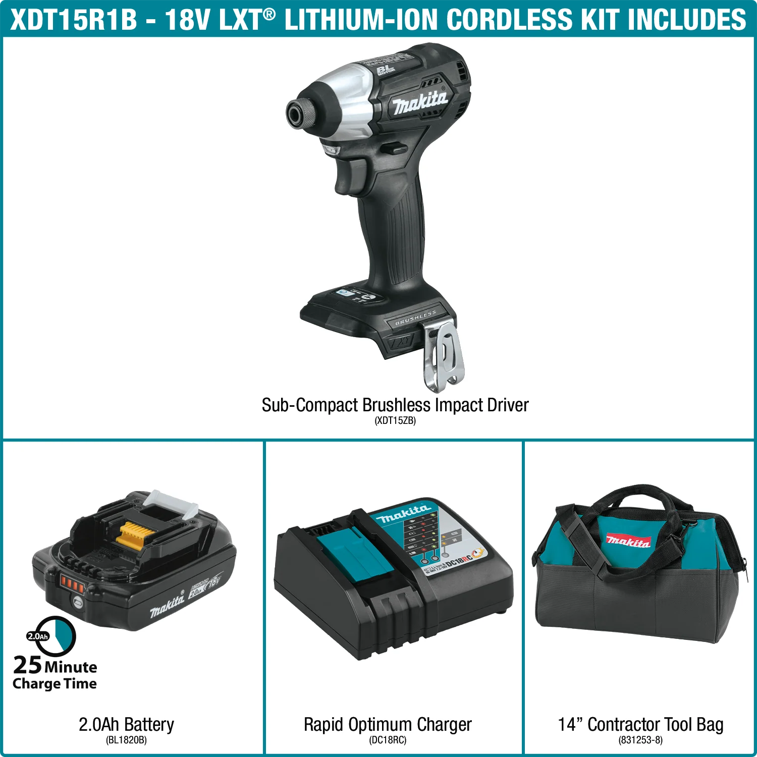Makita 18 Volt Compact Brushless Cordless Impact Driver Kit Factory Serviced - Image 5