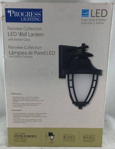 Fairview Collection 1-Light 14.2 in. Outdoor Textured Black LED Wall Lantern Damaged Box - Image 2