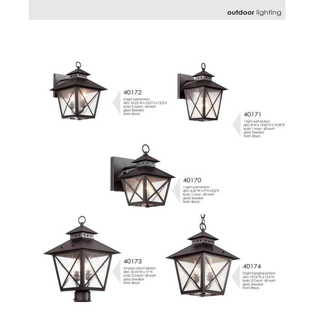 Farmhouse 2-Light Outdoor Black Post Top Lantern with Seeded Glass Damaged Box - Image 2
