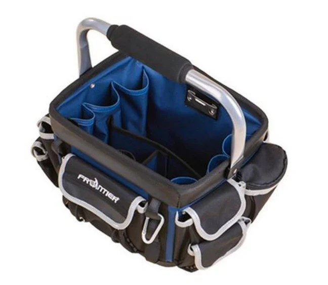 Frontier 10 Inch Open Mouth Heavy Duty Tote Tool Bag in Black and Blue - Image 5