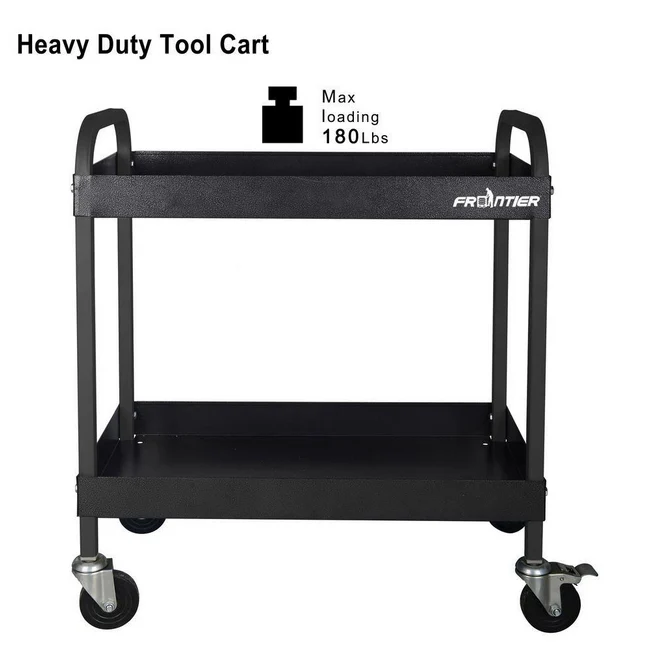 Frontier 30.25 Inch 2 Tray Heavy-Duty  Rolling Utility Tool Cart - Image 3