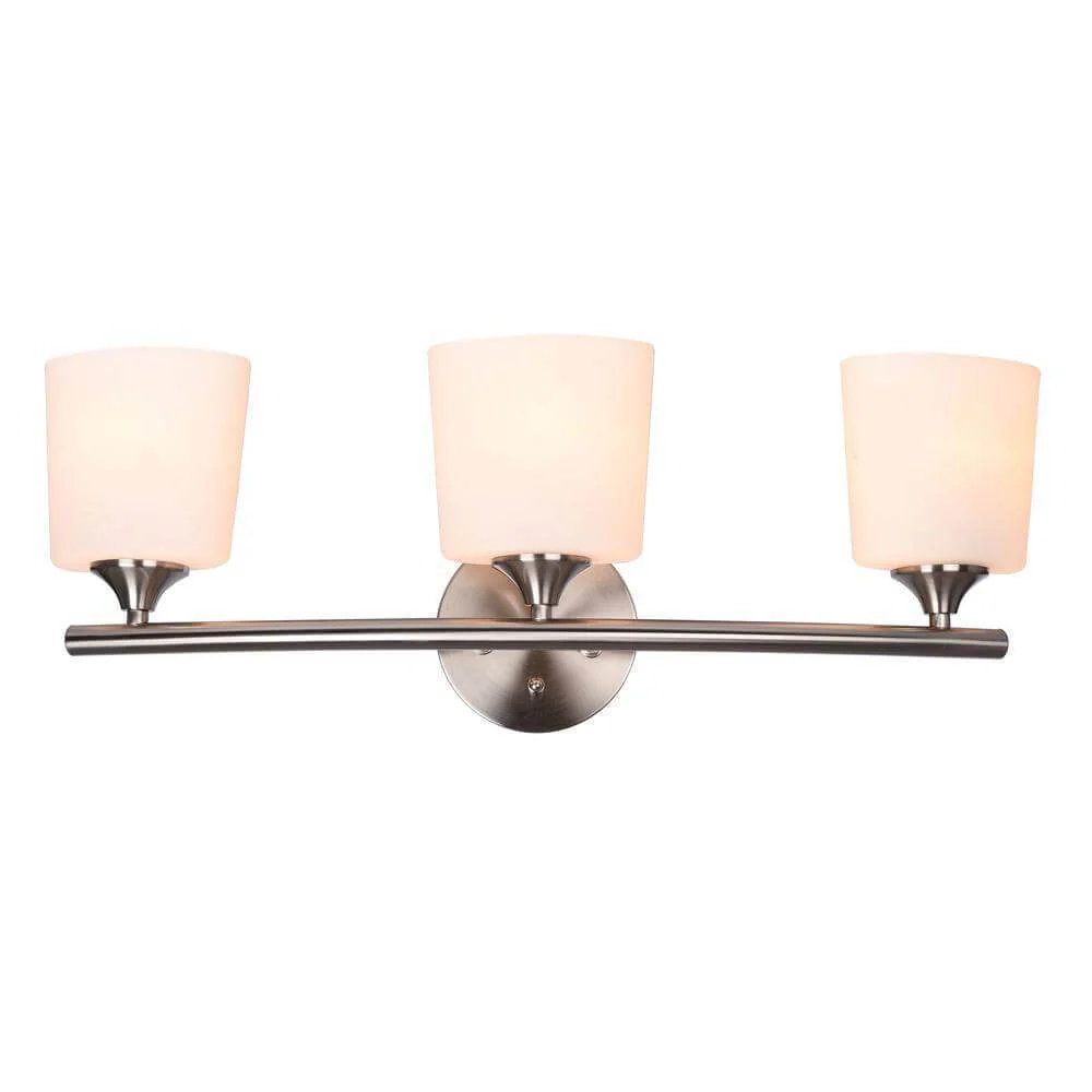 Greylock brushed nickel light with bowed bar and oval glass shades damaged box