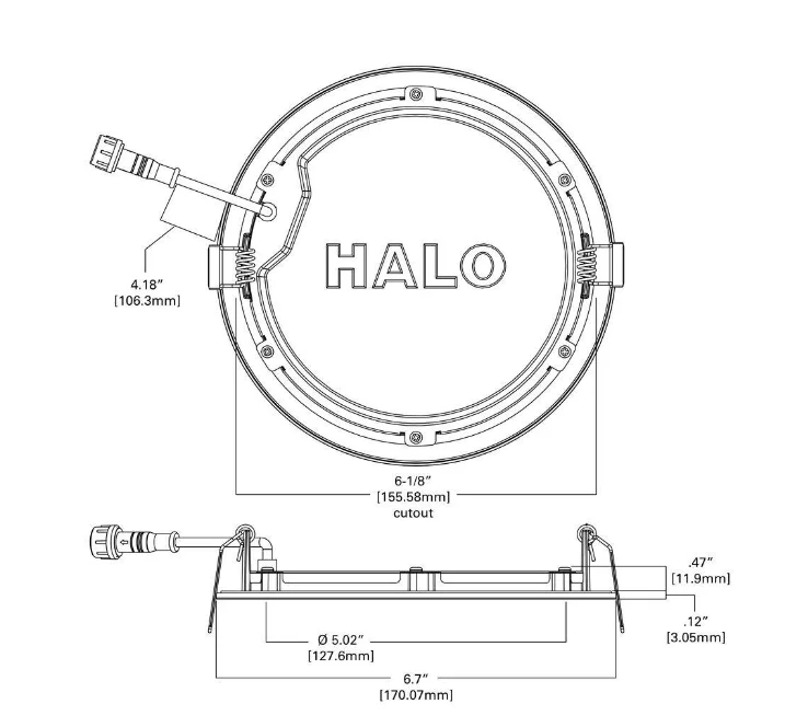 Halo HLB6 Series 6 in. 2700K-5000K Tunable CCT Smart Integrated LED White Recessed Downlight, Round Trim (1-Qty) DAMAGED BOX - Image 2