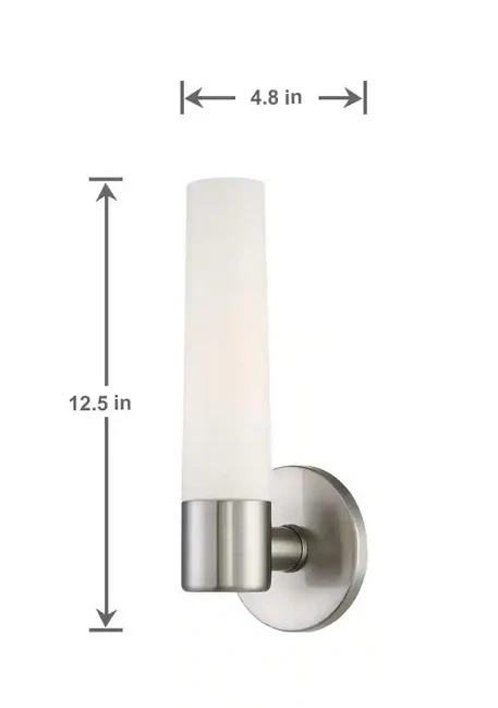Hampton Bay Arla 1 Light Brushed Nickel  Sconce with Tube Etched Glass - Image 2