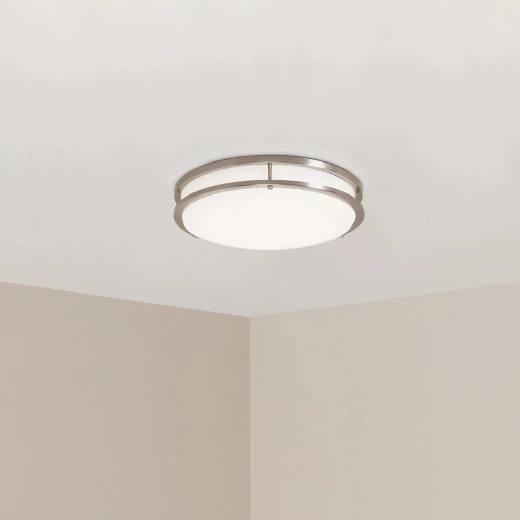 Hampton Bay Brushed Nickel LED Round Flush Mount Damaged Box - Image 2