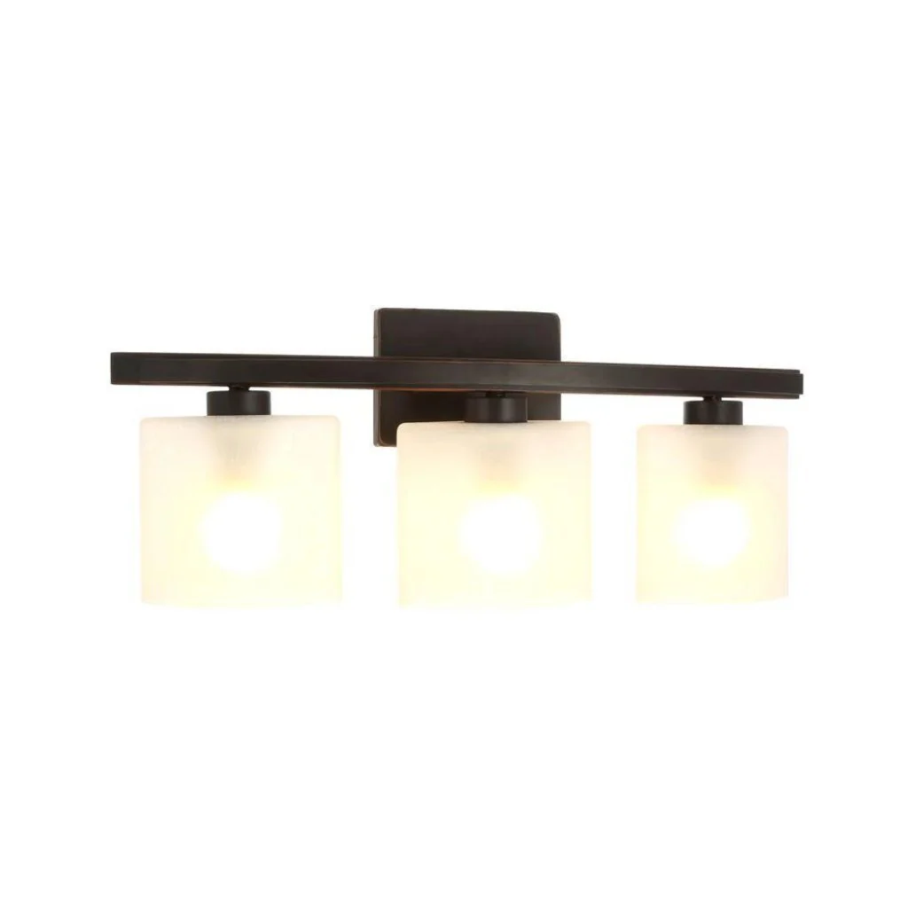 Hampton Bay Ettrick 3-Light Oil-Rubbed Bronze Sconce with Hand Pained Glass Shades Damaged Box