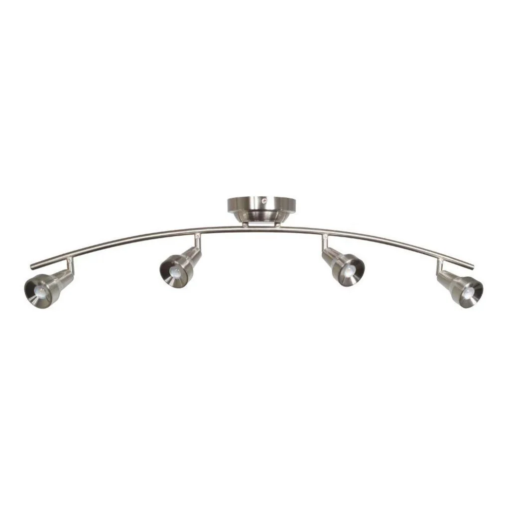 Hampton Bay Kelso 3 ft. 4-Light Satin Nickel LED Fixed Rail with 300/Lumen Heads Damaged Box