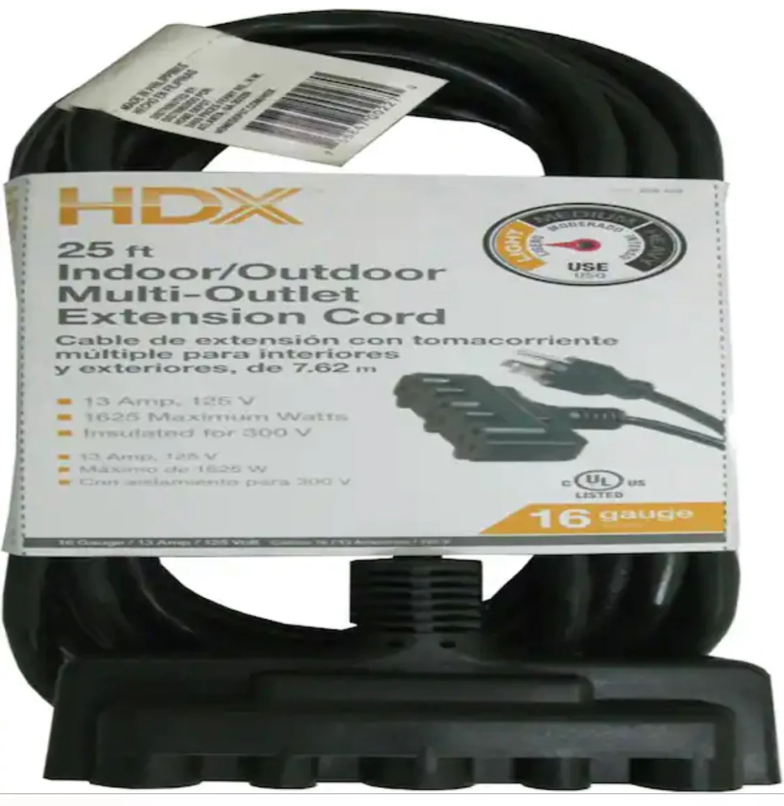 HDX 25 ft. 16/3 Fan-Tap Landscape Extension Cord, Green - Image 2