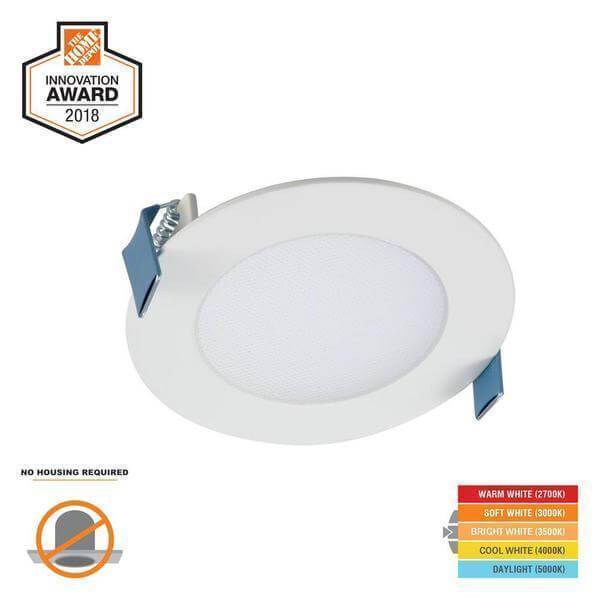 Halo HLB 4 in. White Round Integrated LED Recessed Light Direct Mount Kit with Selectable CCT (2700K-5000K), (No Can Needed) Damaged Box
