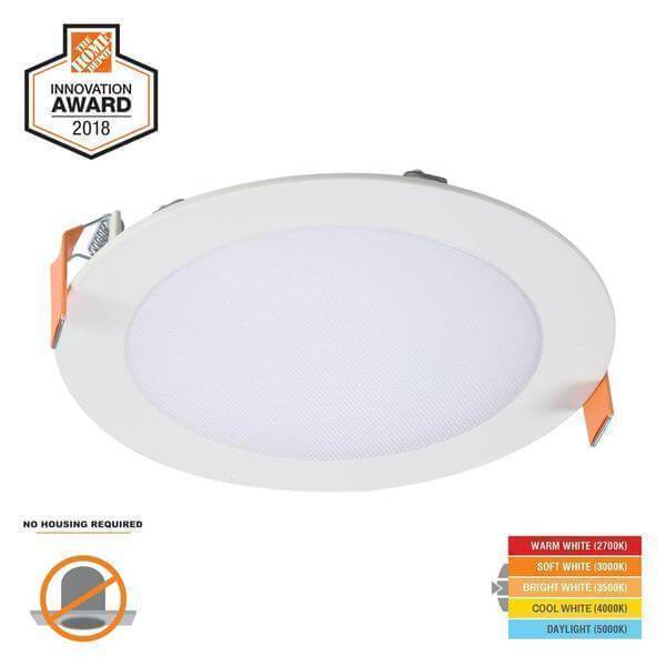Halo 6 in. White Round Integrated LED Recessed Light Direct Mount Kit with Selectable CCT (2700K-5000K), (No Can Needed) Damaged Box