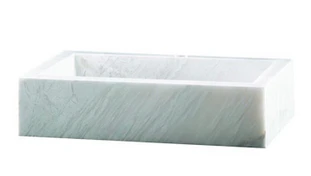 Home Decorators Collection Marble Rectangular Block Vessel Bowl In White Cloudy - Image 2