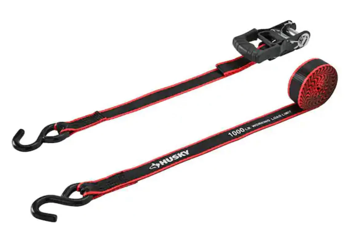 Husky 16 ft. x 1.25 in. Ratchet Tie-Down Straps with S-Hook (2-Pack) - Image 8