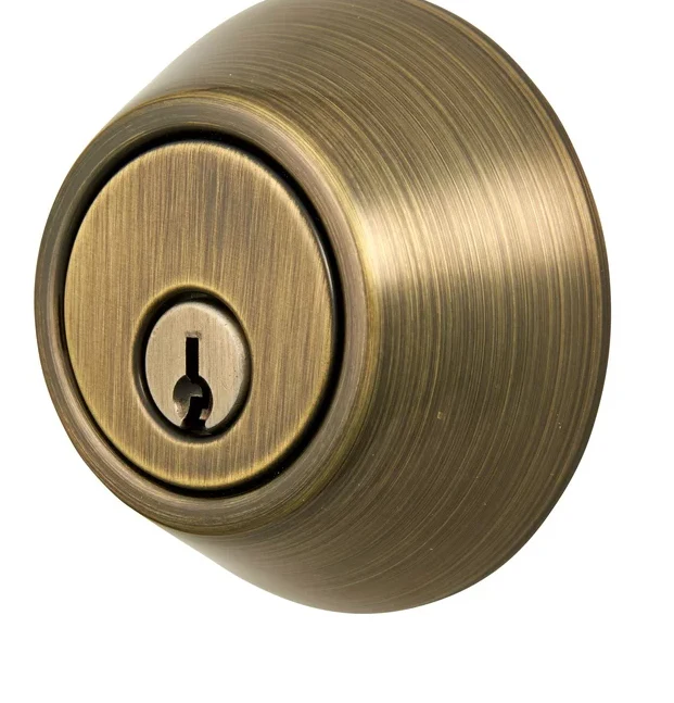 Hyper Tough Keyed Entry Single Cylinder Deadbolt Antique Brass Finish Damaged Box - Image 3